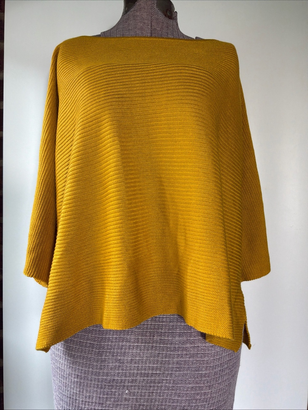 NWT Fate Mustard Yellow Ribbed Knit Boat Neck Sweater W/Dolman Sleeves Small